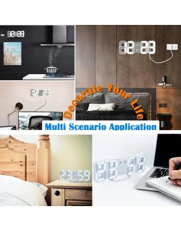3D LED Дигитален часовник за стена и бюро с термометър и аларма