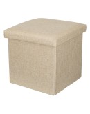 Сгъваема табуретка ракла бежова с ленен ефект 30x30x30 см
