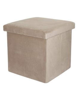 Табуретка за съхранение от MDF тапицирана с кадифе сиво кафява 38x38x38 см