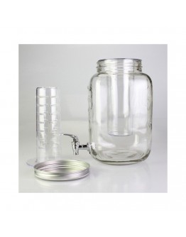 Винтидж стъклен буркан с канелка, Диспенсър за напитки, 4 или 5 литра