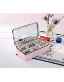 Органайзер - кутия за бижута с огледалце, бяла и розова