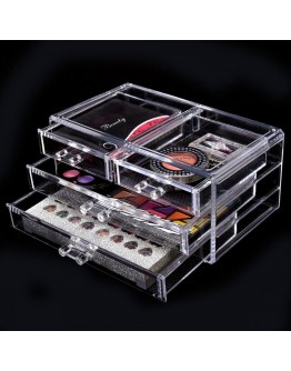 Прозрачен настолен козметичен организатор и кутия за съхранение на бижута с чекмеджета