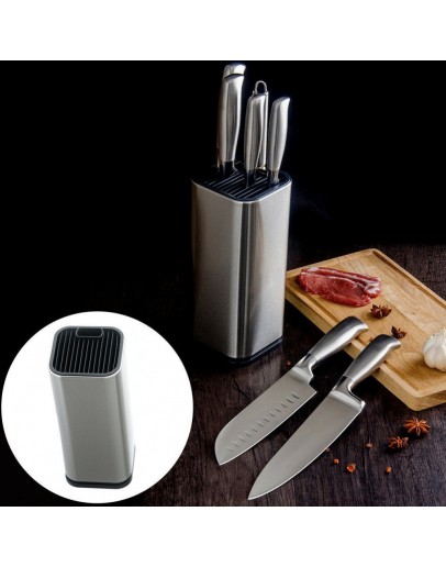 Кухненски аксесоар за съхранение на домакински ножове и ножица в цвят Инокс