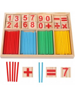 Образователни дървени цифри с цветни пръчици