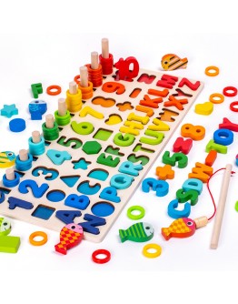 Образователна игра дървена с букви и цифри