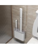 Четка за тоалетна чиния от силикон в комплект с ПВЦ четка и поставка за стена или под