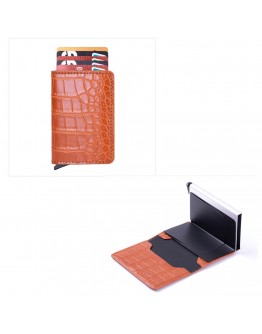 Портфейл от Крокодилска Кожа с RFID Защита Кафяв