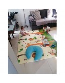 Сгъваемо детско килимче за игра, топлоизолиращо 180x200x1cm - модел жираф и влак с животни