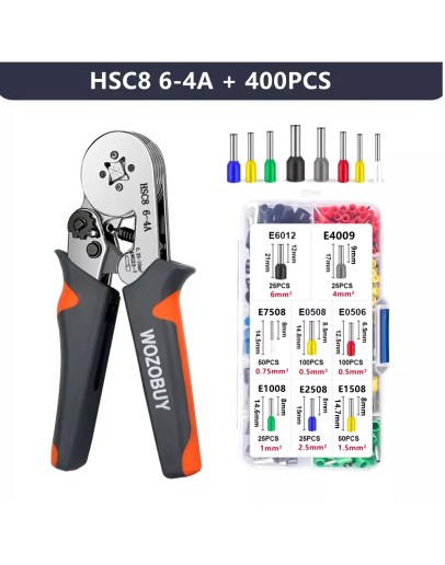 Комплект кримпващи клещи HSC8 6-4A с 400 броя кабелни обувки