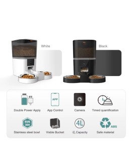 Смарт WiFi Хранилка (6L) с Двойни Метални Купи – HD Камера и Двупосочно Аудио