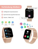 Водоустойчив смарт часовник IP68 със златиста метална и силиконова каишка