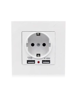 Единичен Контакт с 2 USB-A Порта 