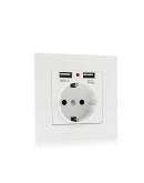 Бял Контакт за Вграждане с Двоен USB