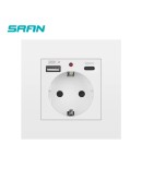Бял Контакт за Вграждане с Двоен USB A плюс C