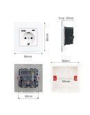 Бърз Контакт Шуко с Двоен USB Изход  Бял Пластмасов Корпус 16A
