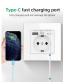 LUX USB Контакт с Бързо Зареждане 20W USB AплюсC, Бял Стъклен Панел