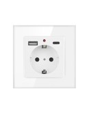 Единичен Шуко Контакт с Бързо 2.1A USB Зареждане – Бял, 2 Порта