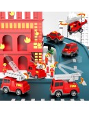 Комплект Пожарна Команда с Голям Автовоз Механично Задвижване Push and Go