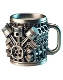 3D Термо чаша V6 Двигател за кафе и чай за автоманиаци