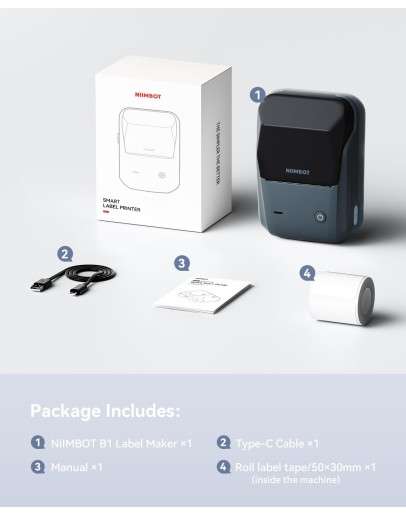 Мобилен термо принтер за етикети Niimbot B1 с Bluetooth и без мастило