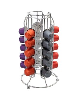 Метална поставка за 30 броя кафе капсули Nespresso сребриста