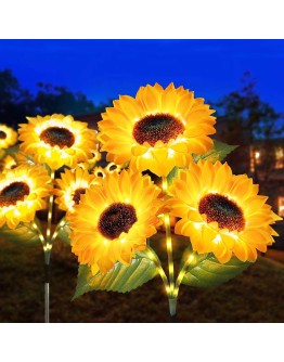 Соларна градинска лампа Троен слънчоглед с 3 LED цвята 74 см