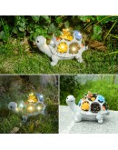 Соларна градинска лампа Костенурка със сукуленти и 8 LED светлини