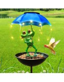 Декоративна метална фигура Жаба с LED осветление и чадър 84 см
