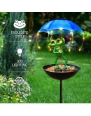 Декоративна метална фигура Жаба с LED осветление и чадър 84 см