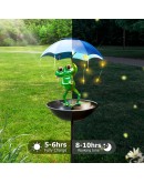 Декоративна метална фигура Жаба с LED осветление и чадър 84 см