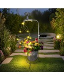 Соларна градинска лампа Чешма с LED нишки и метална кофа саксия