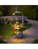 Соларна градинска лампа Чешма с LED нишки и метална кофа саксия