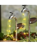 Соларна градинска лампа Чешма с LED нишки и метална кофа саксия