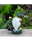 Декоративна фигура джудже със соларно LED осветление и надпис Welcome