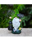 Декоративна фигура джудже със соларно LED осветление и надпис Welcome