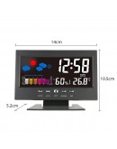 Настолен LCD дигитален часовник с термометър, влагомер, атмосферно налягане, аларма