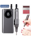 Фреза за нокти, за маникюр-педикюр, електрическа пила за нокти 35000 RPM, безжична работа, с дисплей