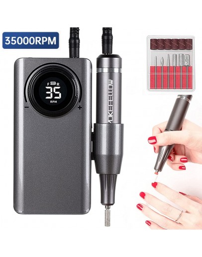 Фреза за нокти, за маникюр-педикюр, електрическа пила за нокти 35000 RPM, безжична работа, с дисплей