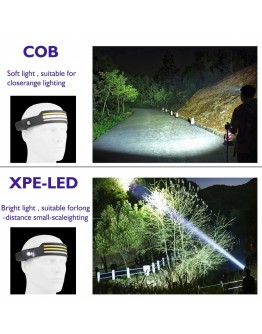 Челник за глава със сензор с жест на ръката с 3 COB ленти
